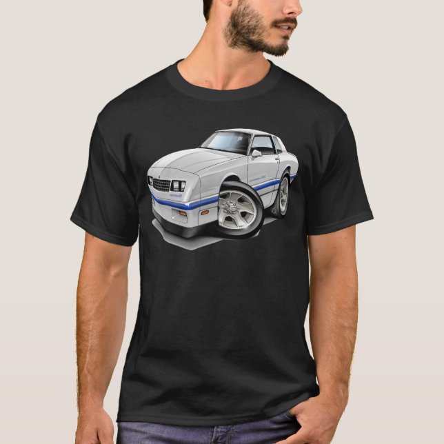1983-88 Monte Carlo White-Blue Car T-Shirt (Front)