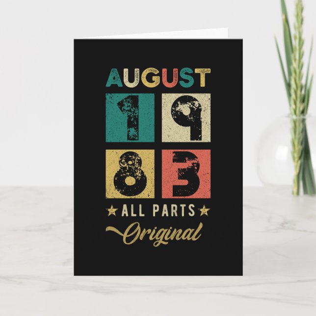 1983 August Birthday Retro Card (Front)