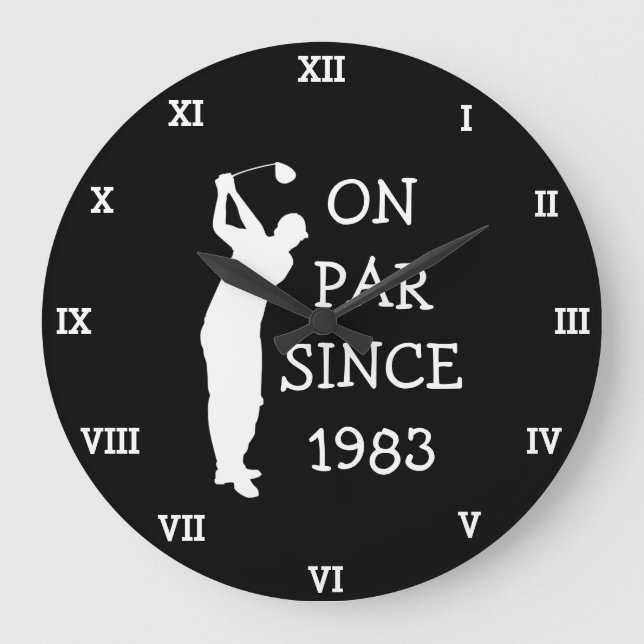1983 Golfer Birthday 40th funny Seventy Par Large Clock (Front)