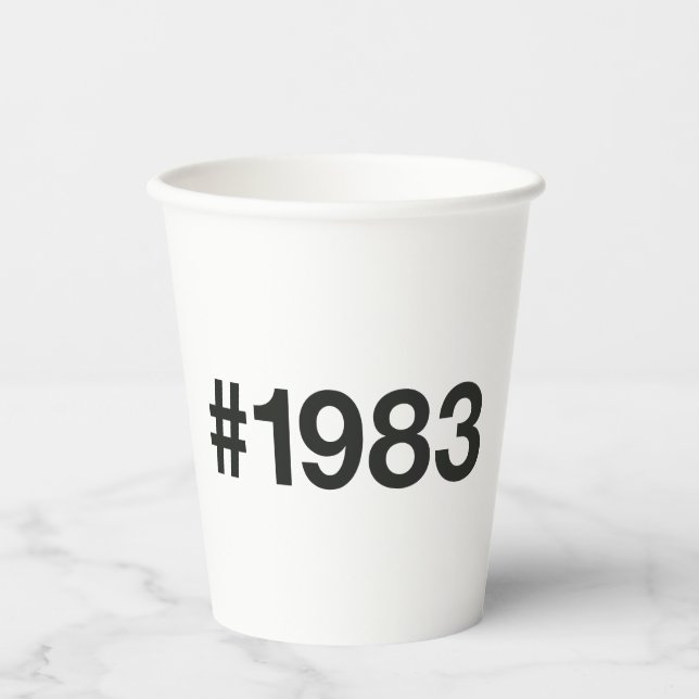 1983 Hashtag 42 Birthday Anniversary Paper Cups (Front)