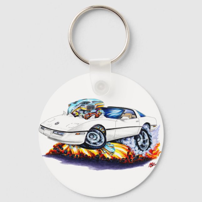 1984-93 Corvette White Car Key Ring (Front)