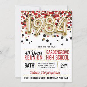 1984 High School College Reunion Invitation