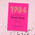 1984 Hot Pink Black Gold 40th Birthday Invitation<br><div class="desc">Celebrate with these 1984 inspired 40th birthday invitations.</div>