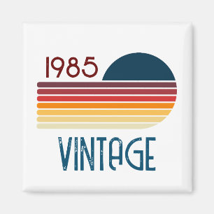 1985 40th Birthday Retro Rainbow Stripe Sun Magnet