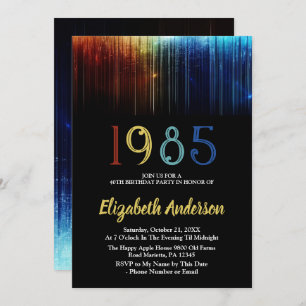 1985 Retro 40th Birthday Party Customisable Invitation