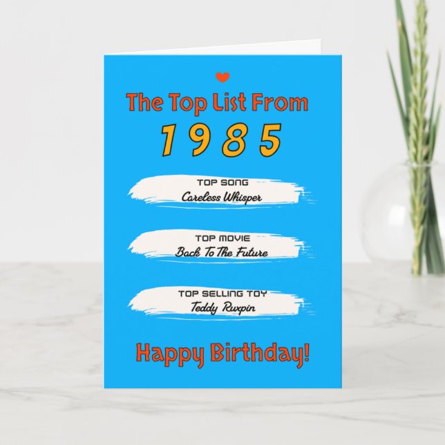 1985 Top List Birthday Card (Front)