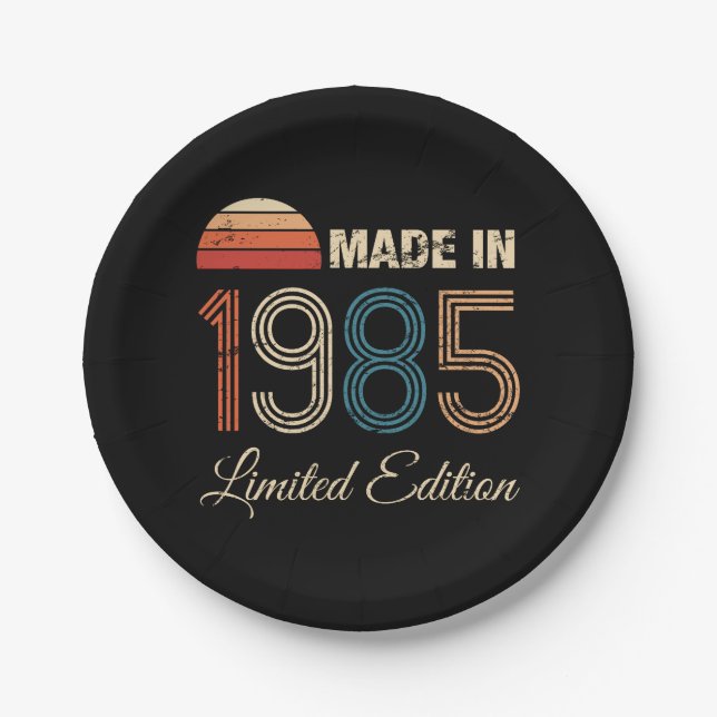1985 Vintage 40th Birthday Paper Plate (Front)