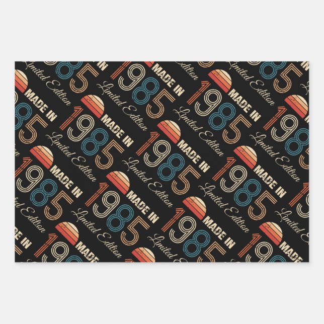 1985 Vintage 40th Birthday Wrapping Paper Sheet (Front)