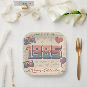 1985 Vintage Birthday – Retro 80s Limited Edition Paper Plate