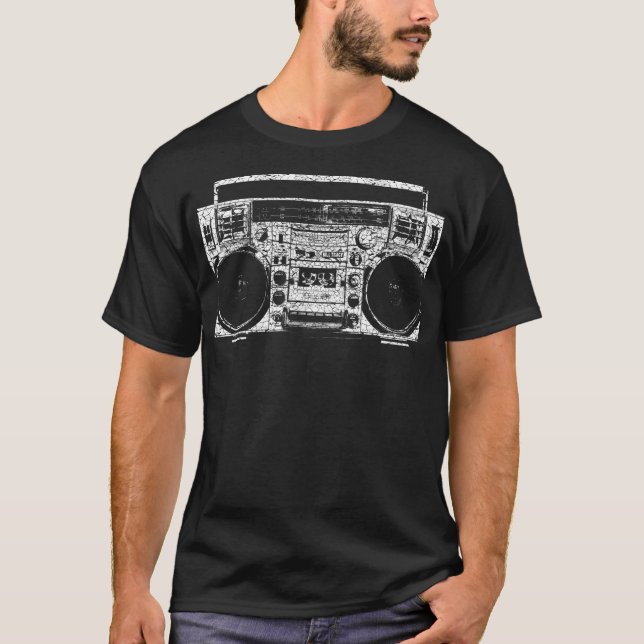 1985 Vintage Boombox Design T-Shirt (Front)