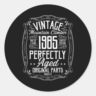 1985 Vintage Hiking Mountains Retro Hiker Born In Classic Round Sticker