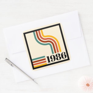 1986 40th Birthday Retro Stripe Vintage  Square Sticker