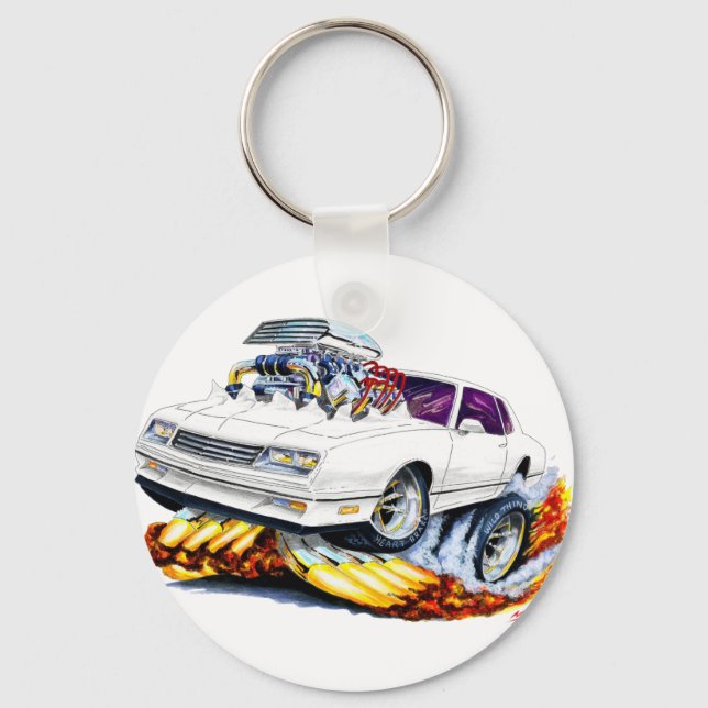 1986-88 Monte Carlo White Car Key Ring (Front)