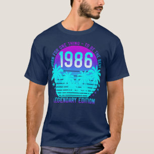 1986 Birthday 35th Vintage Aesthetic Sunset Palm T-Shirt