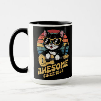 1986 Birthday Retro Cat Lover Ukulele 40th Bday Mug