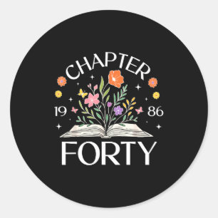 1986 Chapter Forty 40th Birthday Wildflower Book 4 Classic Round Sticker