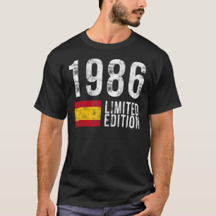 1986 Spain with Flag Birthday T-Shirt
