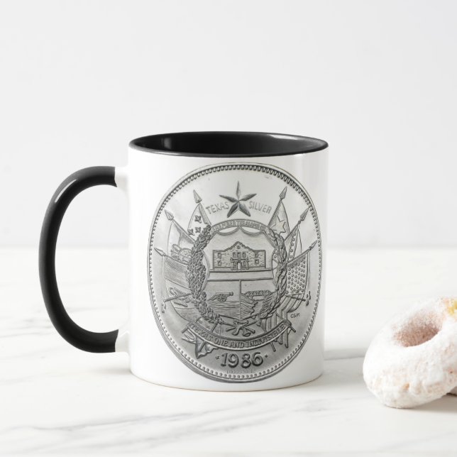 1986 The State of Texas Silver Round  Mug (With Donut)