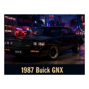 1987 Buick GNX Miami Retro 1980s American Poster