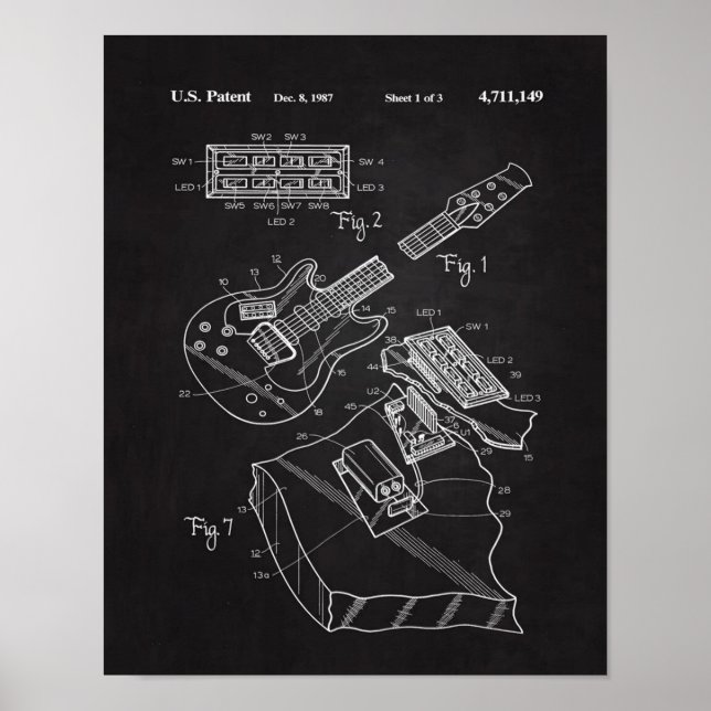 1987 Electric Guitar-Unique Funny Music Lover Gift Poster (Front)