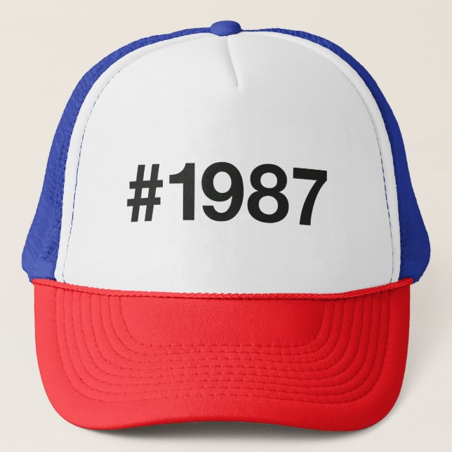 1987 Hashtag 38 Birthday Anniversary Trucker Hat (Front)