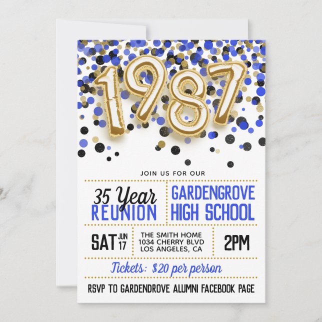 1987 High School College Reunion Invitation (Front)
