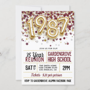 1987 High School College Reunion Invitation