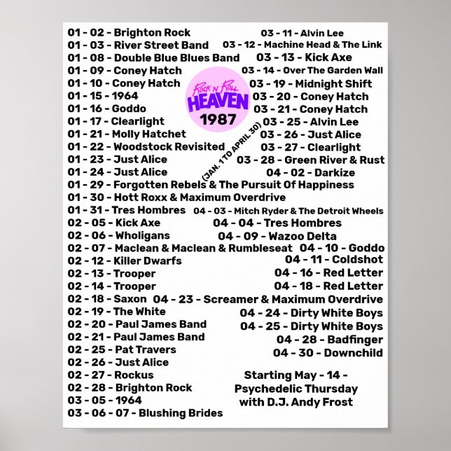 1987 - ROCK'N'ROLL HEAVEN (PART 1) POSTER (Front)