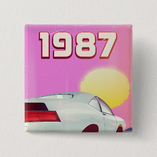1987 sportscar poster 15 cm square badge