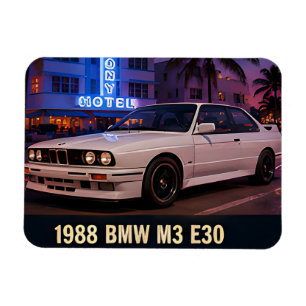 1988 BMW M3 E30 Miami Retro 1980s German Sports Magnet