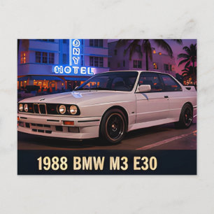 1988 BMW M3 E30 Miami Retro 1980s German Sports  Postcard