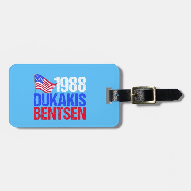 1988 Dukakis Bentsen Retro Election Luggage Tag (Front Horizontal)