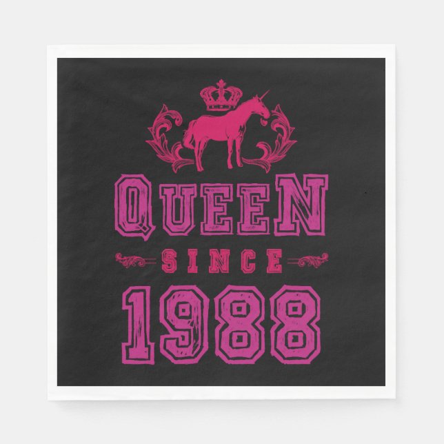 1988 Queen Unicorn Napkin (Front)