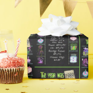 1989 Birthday Year Trivia Wrapping Paper