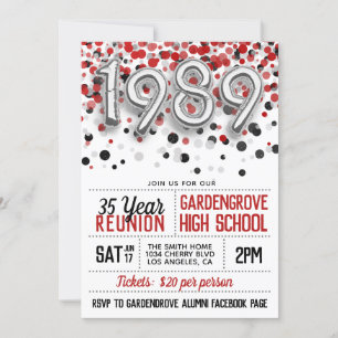 1989 High School College Reunion Invitation
