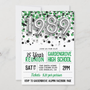 1989 High School College Reunion Invitation