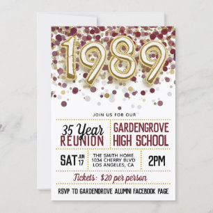 1989 High School College Reunion Invitation
