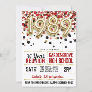 1989 High School College Reunion Invitation
