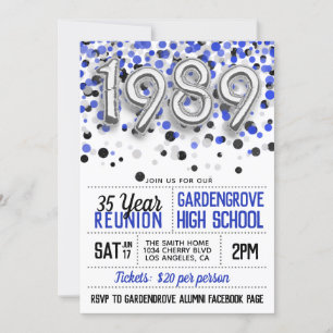 1989 High School College Reunion Invitation