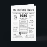 1989 The Year You Were Born Birthday Card<br><div class="desc">Ditch the ordinary card! Our 1989 blast-from-the-past birthday card is packed with 80s trivia! Unwrap fun facts on breakdancing and the rise of personal computers. Dive deeper with details on everyday 1989 - explore big hair trends, the slang of the time, and even the cost of a gallon of gas....</div>