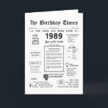 1989 The Year You Were Born Birthday Card<br><div class="desc">Ditch the ordinary card! Our 1989 blast-from-the-past birthday card is packed with 80s trivia! Unwrap fun facts on breakdancing and the rise of personal computers. Dive deeper with details on everyday 1989 - explore big hair trends, the slang of the time, and even the cost of a gallon of gas....</div>
