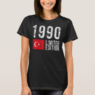 1990 Limited Edition Turkey with Flag Birthday T-Shirt