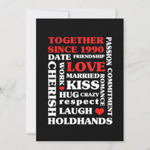 1990 Together Since 30 th Anniversary Gift Invitation