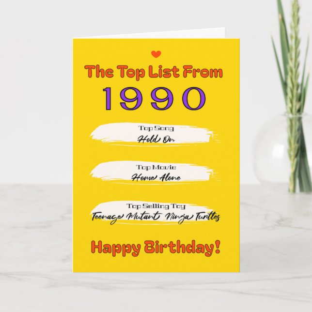 1990 Top List Birthday Card (Front)