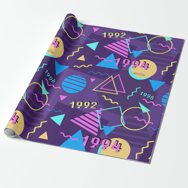 1990s disco Memphis funky pattern Wrapping Paper (Unrolled)