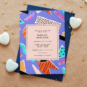 1990's Funky Retro Geometric Bridal Shower Invitation