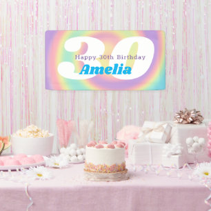 1990s Iridescent Rainbow 30th Birthday Party Banner