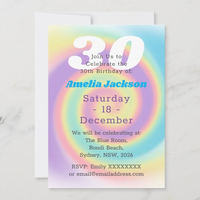 1990s Iridescent Rainbow 30th Birthday Party Invitation (Front)