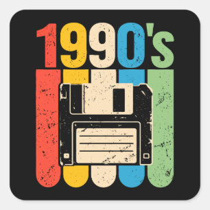 1990s retro floppy disc computer nostalgia square sticker