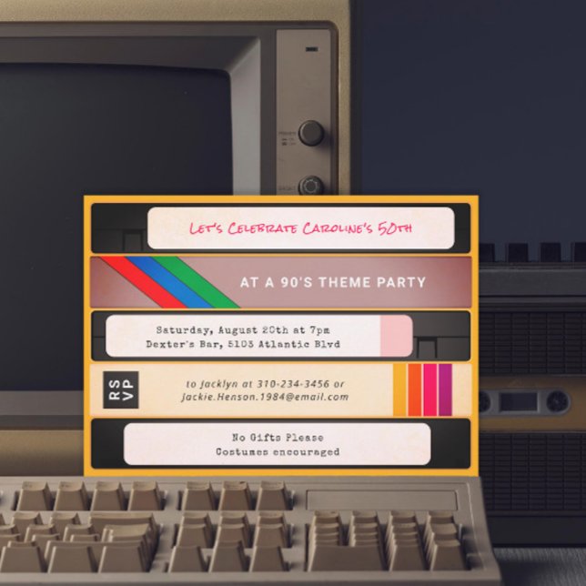 1990s Vintage VHS Tape 90's Birthday Party Invitation (Creator Uploaded)